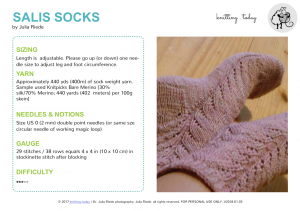 Pattern Writing & Selling Knitting Patterns: Salis Socks (2018 version)